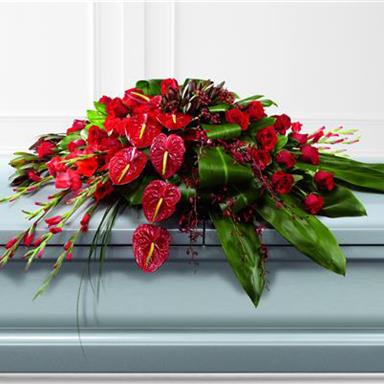 Rose Orchid And Anthurium Casket Spray Funeral Flowers Telford