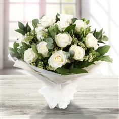 Dozen Long Stem White Roses