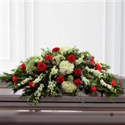 Mixed Casket Spray - Red and Green 4ft
