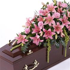 Lily and Rose Casket Spray - Pink 4ft