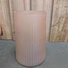 Pink ribbed vase 